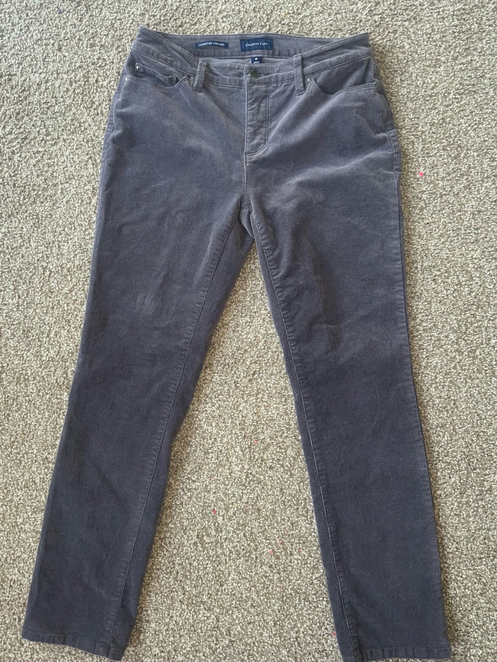 Charter Club women’s petite Gray Corduroy Slim Pants size 6P
